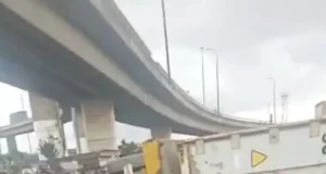 Police officer, passenger die as container falls on tricycle in Lagos