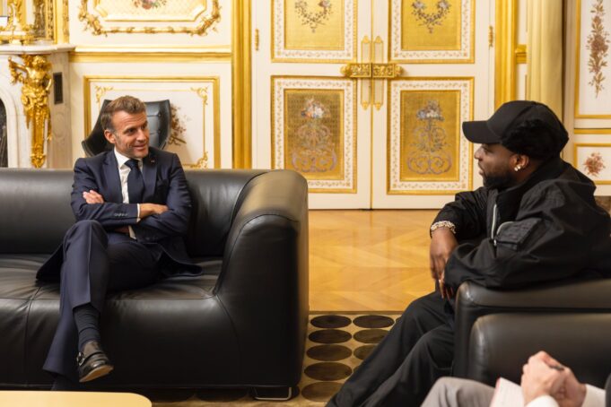 PHOTOS: Davido meets French President Macron Macron