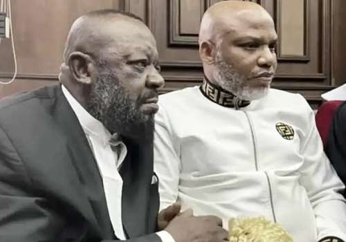 Kanu and his lawyer Aloy Ejimakor Court