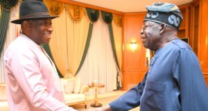 Jonathan visits Tinubu at State House Tinubu