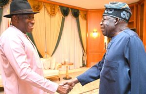 Jonathan visits Tinubu at State House Tinubu