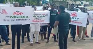 PDP members stage peaceful protest at U.S. Embassy over party crisis