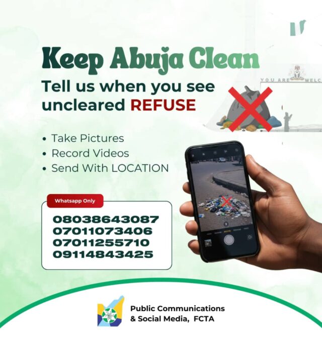 FCTA launches hotline for residents to report uncleared refuse