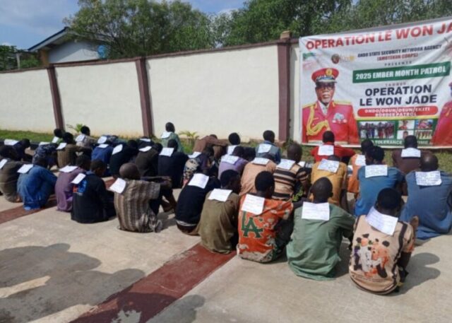Amotekun arrests 39 suspects hiding in Ondo forests after fleeing Sokoto