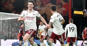 Rice double sends Arsenal six points clear after win at Bournemouth Premier League, Arsenal