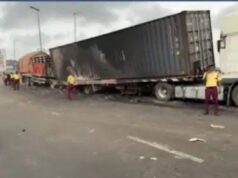 Several injured as container truck crashes into 18-seater bus on Lagos-Ibadan Expressway