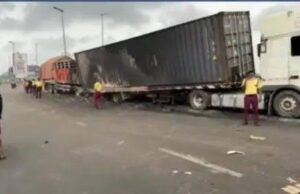 Several injured as container truck crashes into 18-seater bus on Lagos-Ibadan Expressway