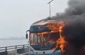 Bus fire disrupts traffic on Third Mainland Bridge in Lagos