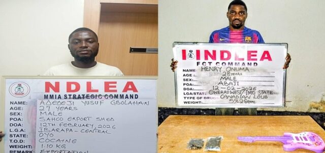 NDLEA intercepts London-bound cocaine sent from Lagos prison, seizes drug hidden in children’s toy guitar NDLEA