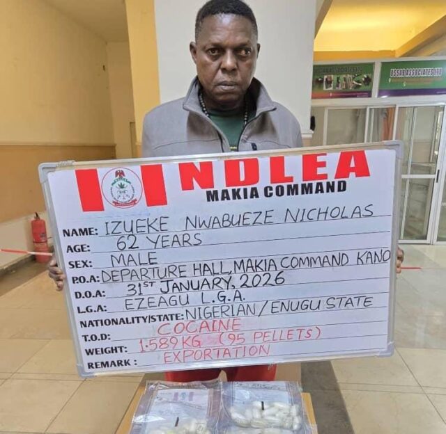 China-bound businessman arrested at Kano Airport after swallowing 95 wraps of cocaine