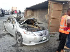 Man killed, wife injured as truck crushes car in Lagos