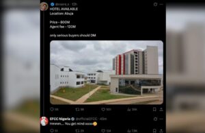 You get mind O!” — EFCC claps back at X user who listed its Abuja HQ as hotel for sale