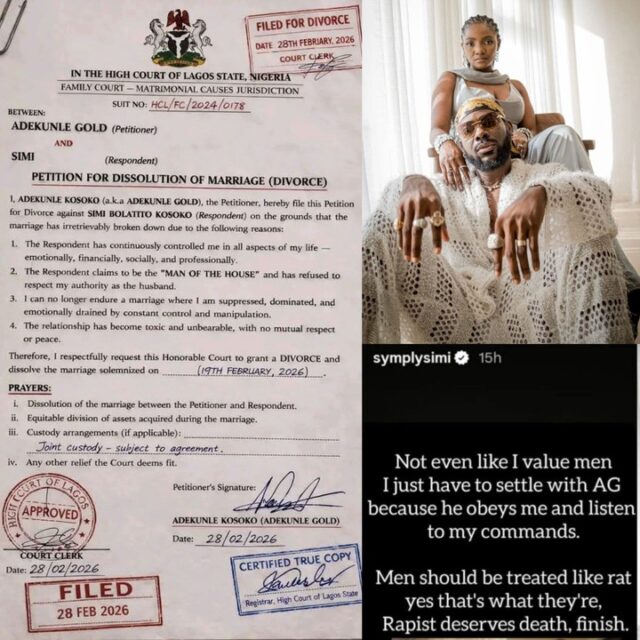 Adekunle Gold files for divorce against Simi