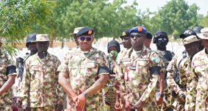 Theatre commander visits Mallam Fatori, praises troops for repelling ISWAP attack