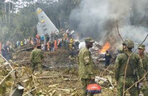 66 dead, over 50 injured as military plane crashes in Colombia Military