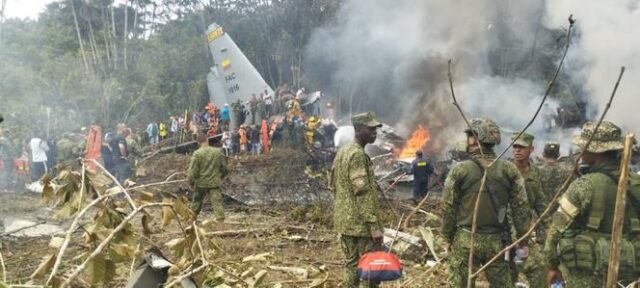 66 dead, over 50 injured as military plane crashes in Colombia Military