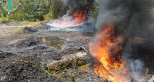 Navy destroys illegal oil storage site in Rivers Navy