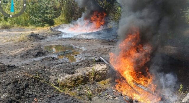 Navy destroys illegal oil storage site in Rivers Navy
