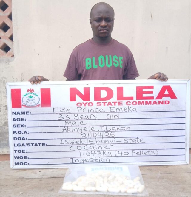 Europe-bound businessman excretes 45 cocaine wraps in Oyo Businessman