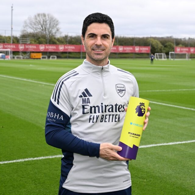 Arteta wins Premier League Manager of the Month