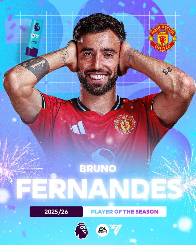 Bruno Fernandes beats Arsenal’s Rice, Raya to win EPL player of the season Fernandes