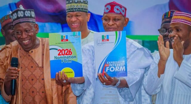 Ganduje hands Gov Yusuf governorship forms as Kano APC backs Tinubu