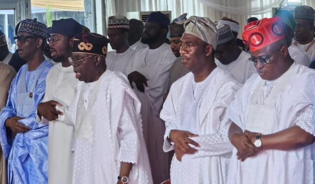 Tinubu observes Eid prayers in Lagos