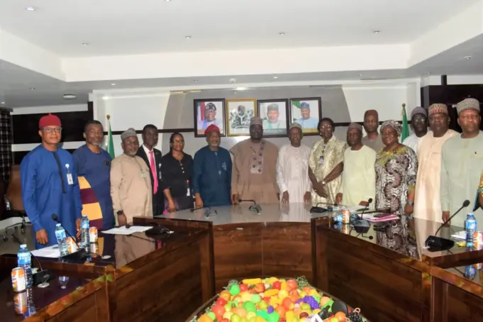 The-Minister-of-State-for-Agriculture-and-Food-Security-Sen.Dr-Aliyu-Sabi-Abdullahi-C-Directors-in-the-Ministry-and-Members-of-the-TWG-during-the-inauguration-ceremony