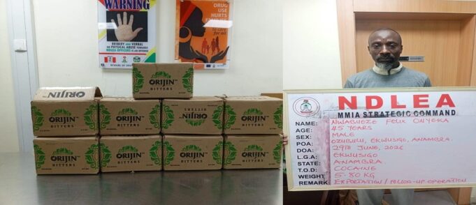 NDLEA nabs Malaysia-based PhD student for hiding cocaine in Orijin Bitters cartons Student