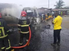 Gas tanker catches fire in Lagos