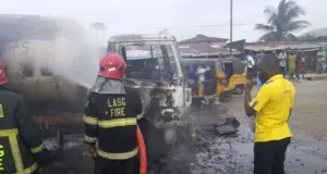 Gas tanker catches fire in Lagos