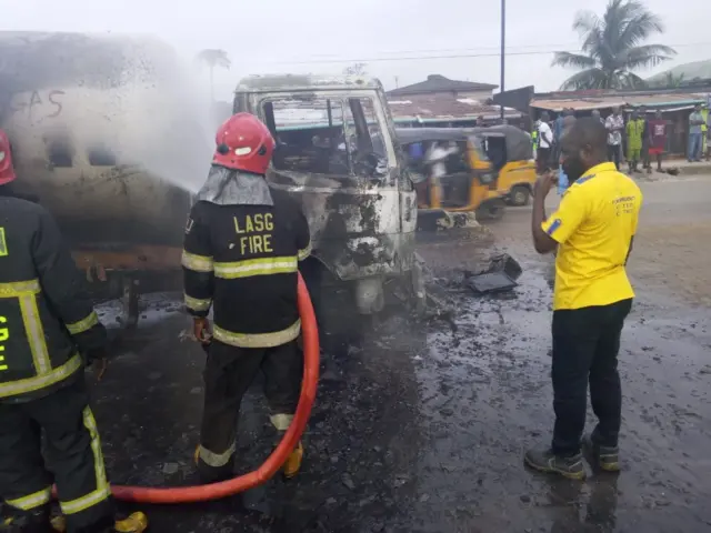 Gas tanker catches fire in Lagos