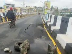 Section of newly commissioned Osun flyover damaged after heavy rainfall