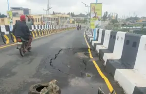 Section of newly commissioned Osun flyover damaged after heavy rainfall