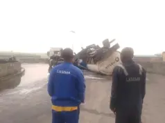 Lagos averts disaster as 33,000-litre ethanol tanker crashes on bridge