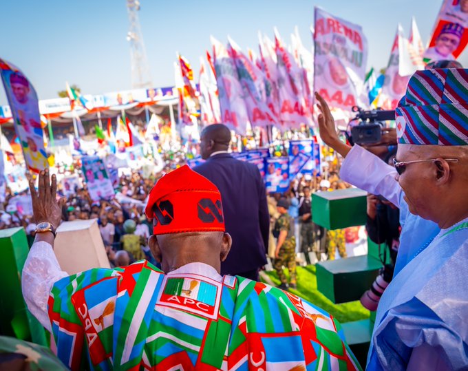 Tinubu and Shettima at APC rally in Kaduna Kaduna
